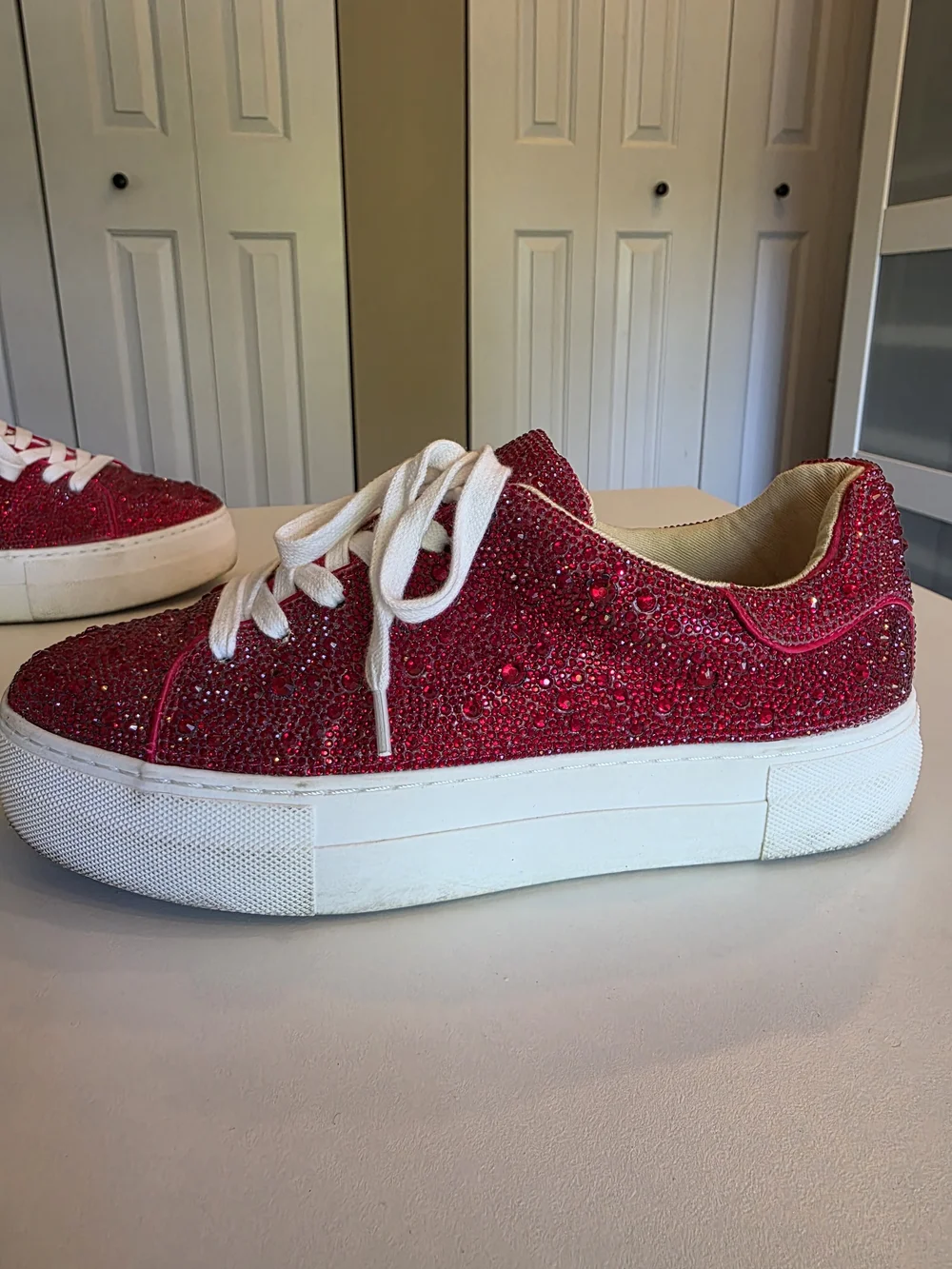 Betsey Johnson Sidny Rhinestone Platform Sneaker - Size 7.5
